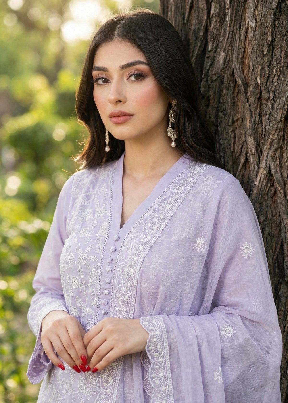 Lavish Lavender: Embroidered 3-Piece Cotton Lawn