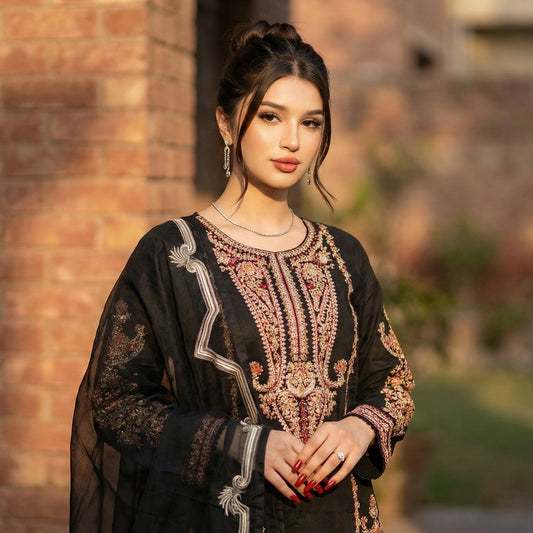 Shah-Zadi | Embroidered 3-Piece Cotton-Lawn