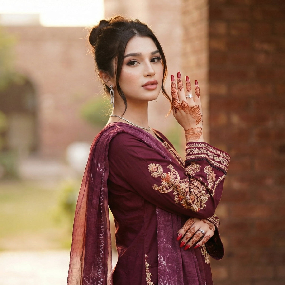 Mah-Veer | Embroidered 3-Piece Cotton-Lawn