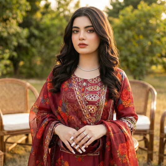 Zari-Afshan | Embroidered 3-Piece Cotton Lawn