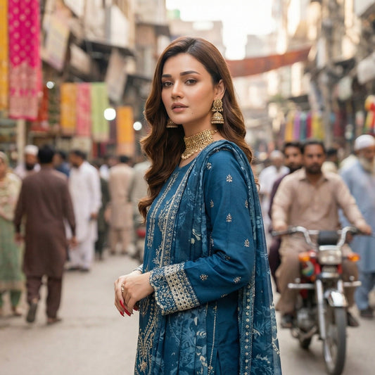 Peacock Dream: Embroidered 3-Piece Cotton Lawn