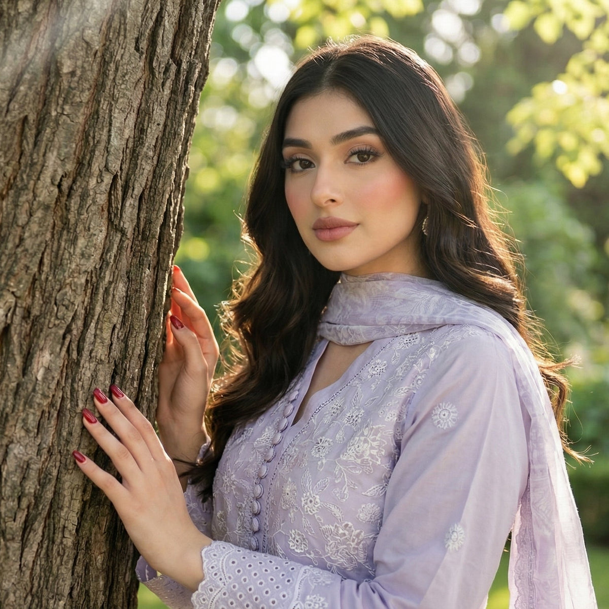 Lavish Lavender: Embroidered 3-Piece Cotton Lawn