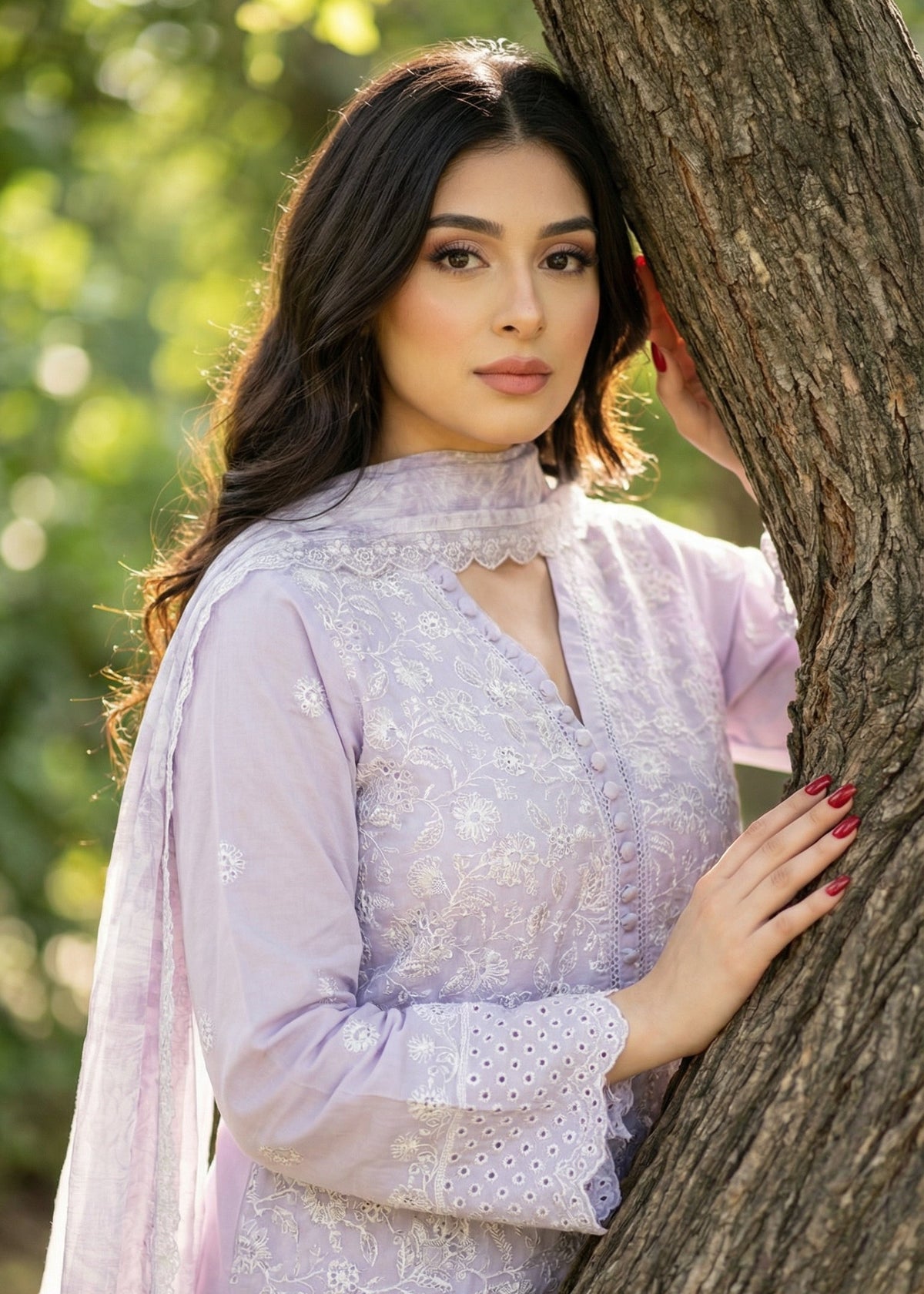 Lavish Lavender: Embroidered 3-Piece Cotton Lawn