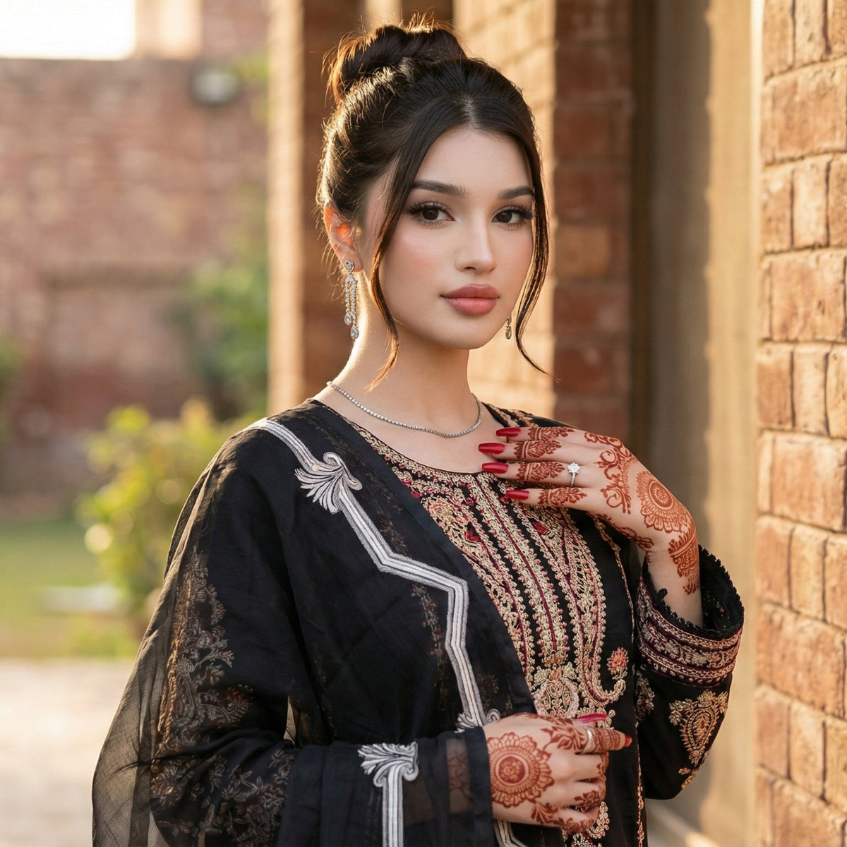 Shah-Zadi | Embroidered 3-Piece Cotton-Lawn