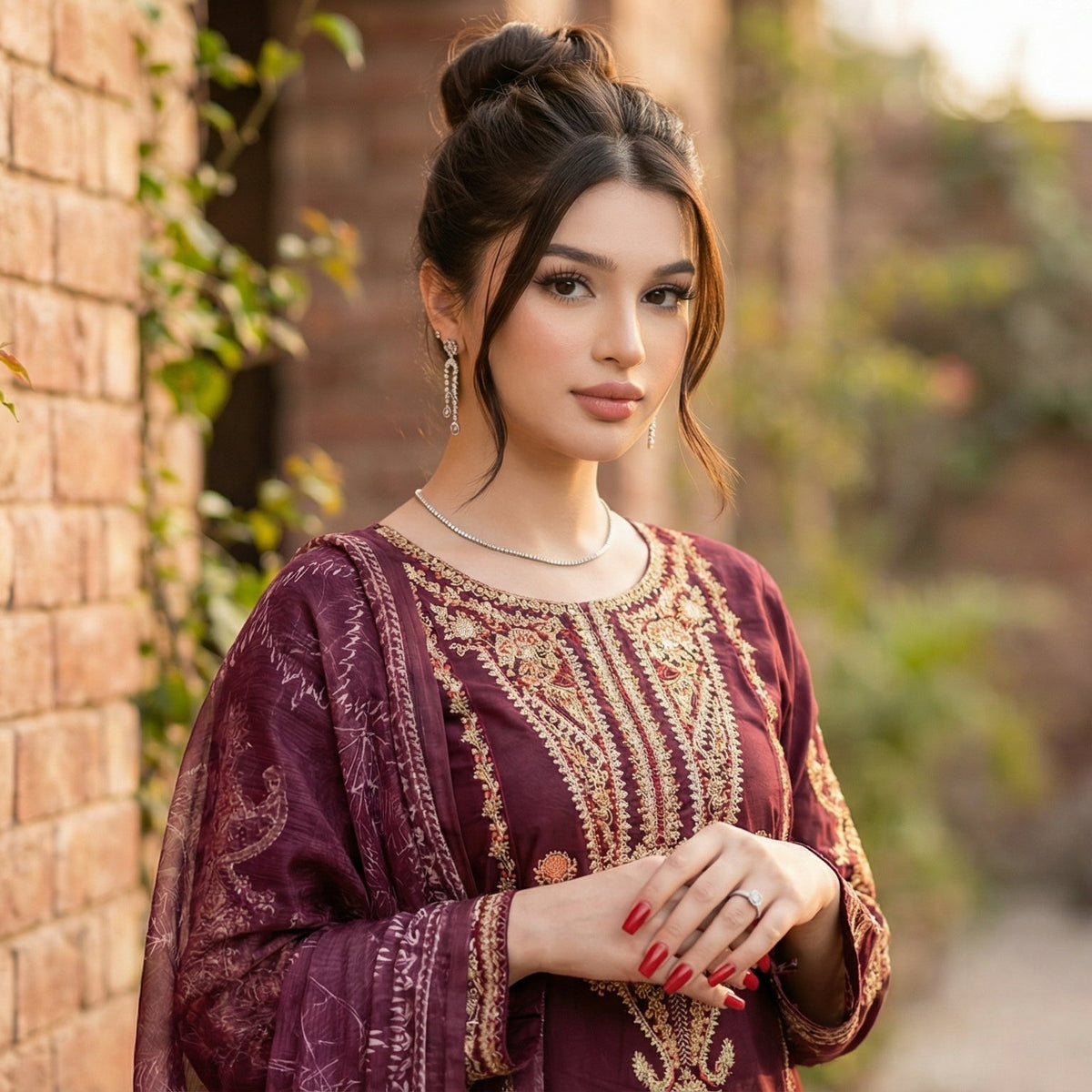 Mah-Veer | Embroidered 3-Piece Cotton-Lawn