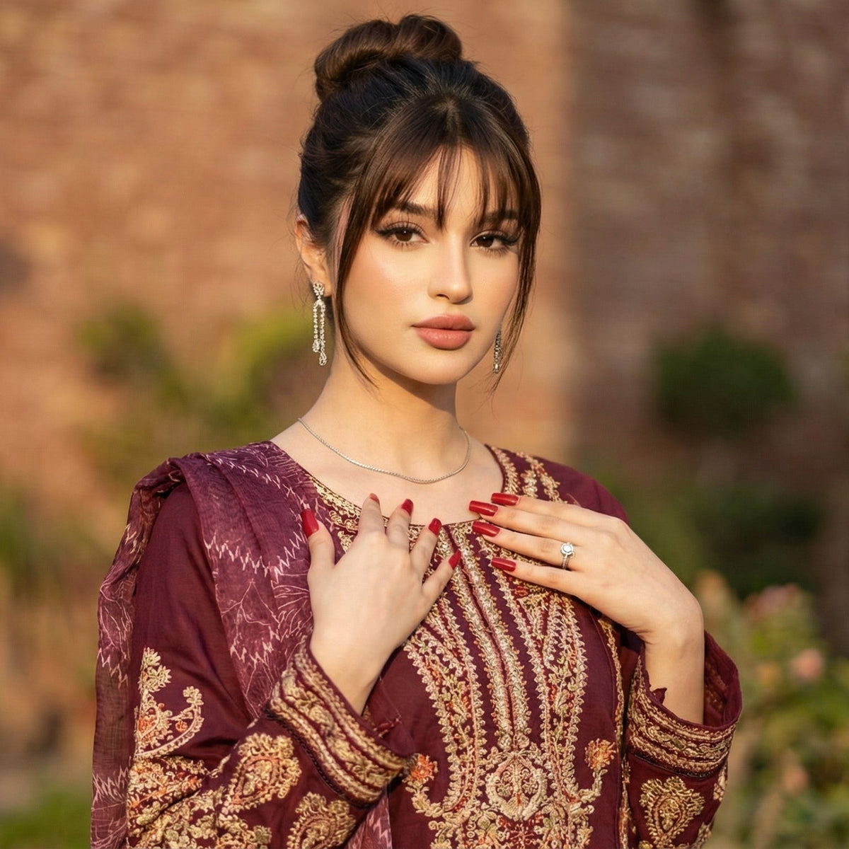 Mah-Veer | Embroidered 3-Piece Cotton-Lawn