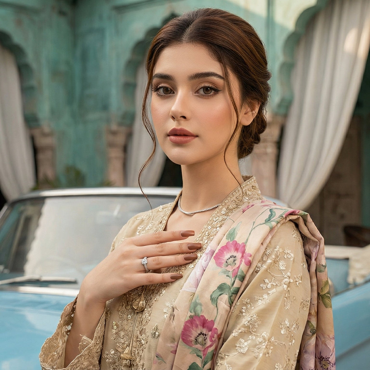 Husn-Ara | Embroidered 3-Piece Cotton-Lawn