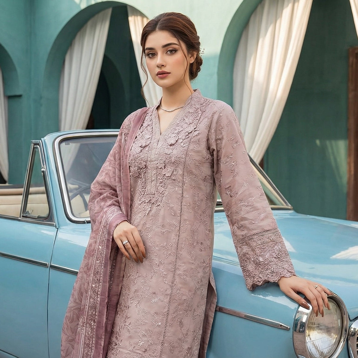 Roshni-Dil | Embroidered 3-Piece Cotton-Lawn