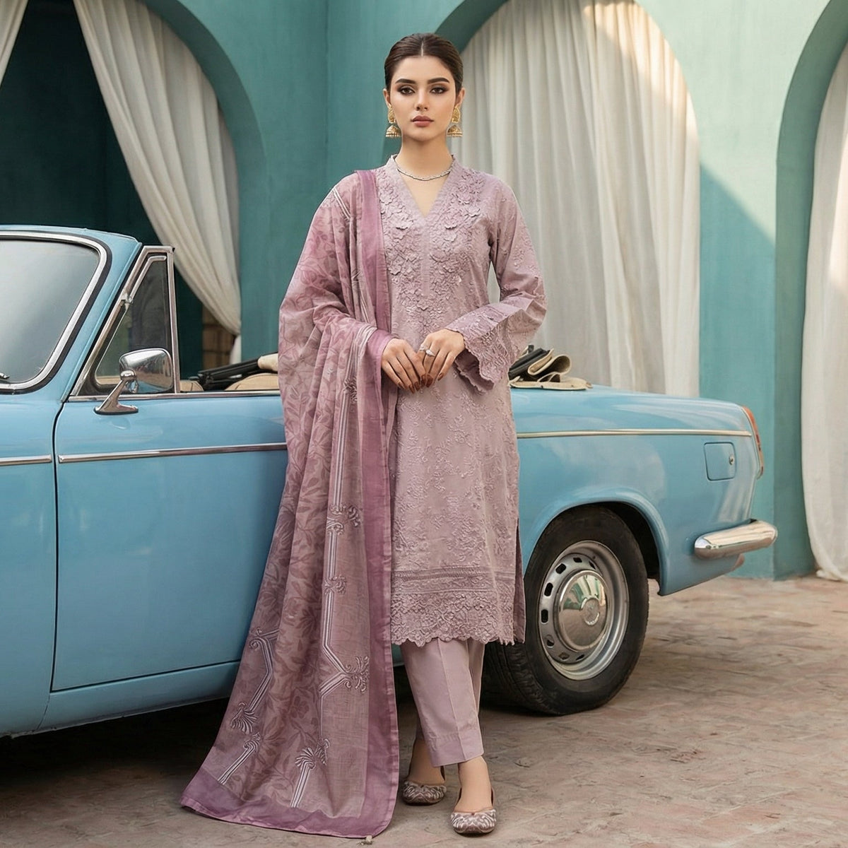 Roshni-Dil | Embroidered 3-Piece Cotton-Lawn
