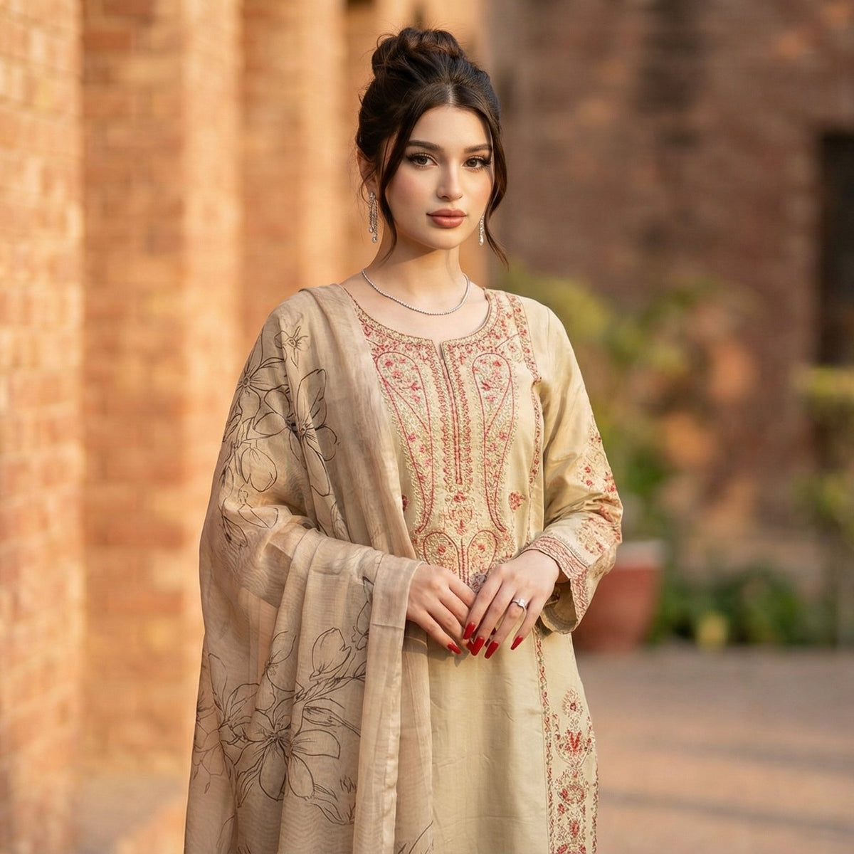 Noor-Jahan | Embroidered 3-Piece Cotton-Lawn