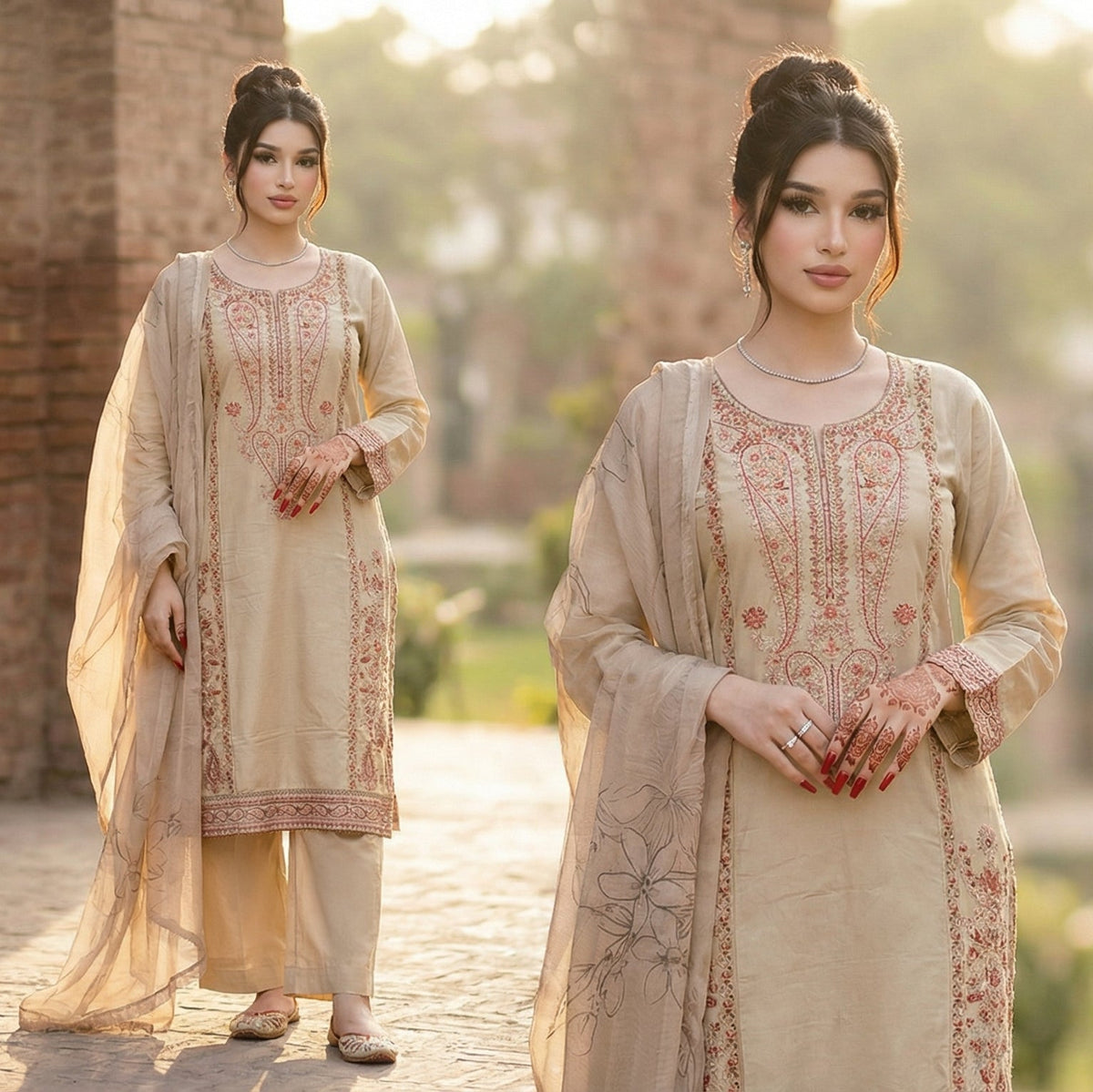 Noor-Jahan | Embroidered 3-Piece Cotton-Lawn