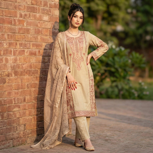 Noor-Jahan | Embroidered 3-Piece Cotton-Lawn