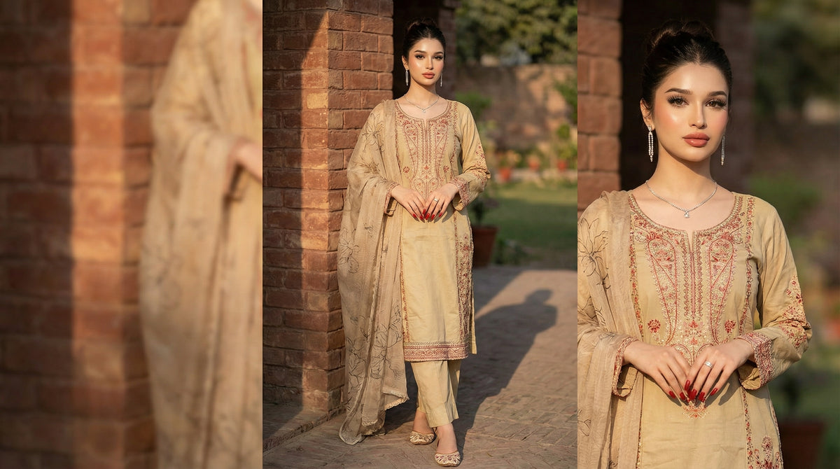 Noor-Jahan | Embroidered 3-Piece Cotton-Lawn