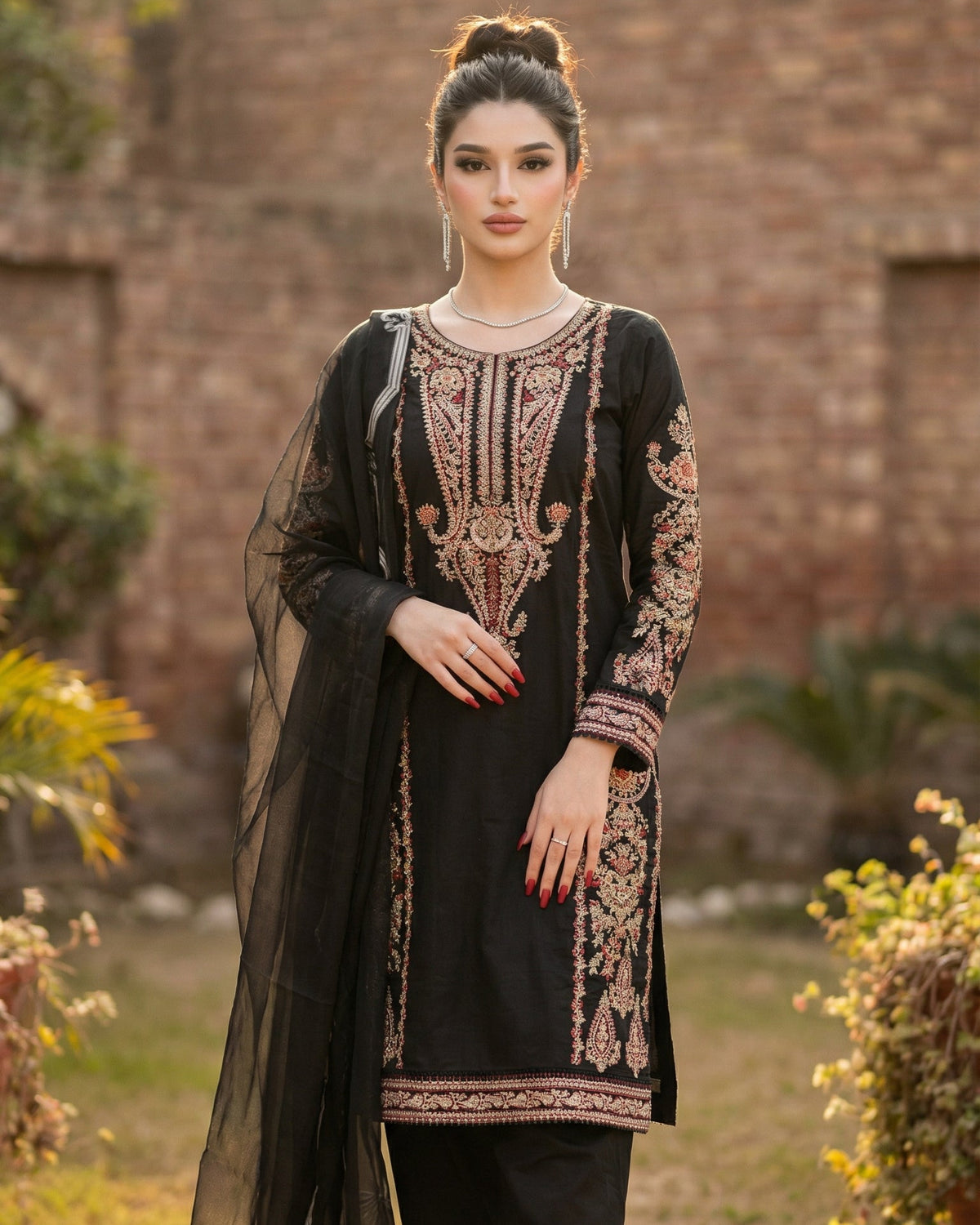 Shah-Zadi | Embroidered 3-Piece Cotton-Lawn