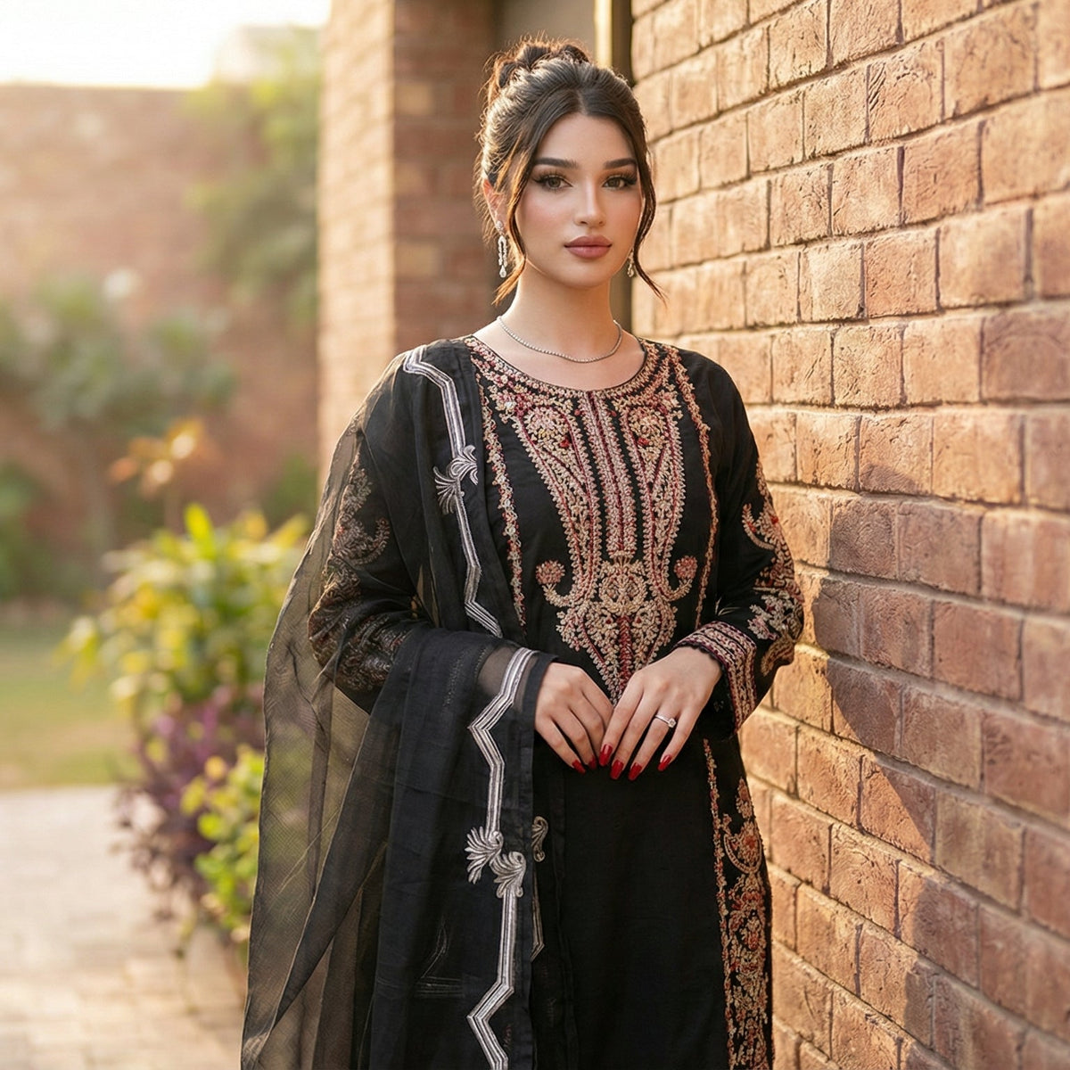 Shah-Zadi | Embroidered 3-Piece Cotton-Lawn