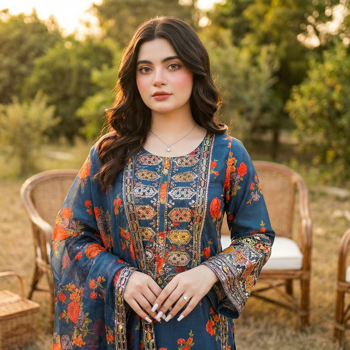 Gul-e-Rana | Embroidered 3-Piece Cotton-Lawn