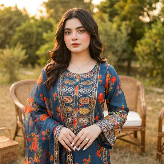 Gul-e-Rana | Embroidered 3-Piece Cotton-Lawn