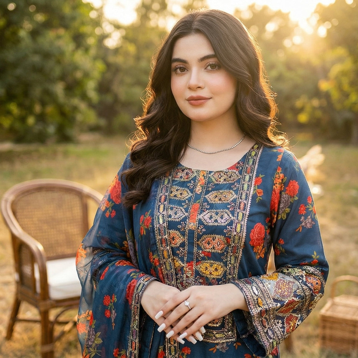 Gul-e-Rana | Embroidered 3-Piece Cotton-Lawn