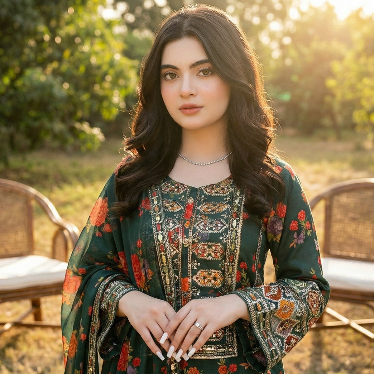 Mehar-Bano | Embroidered 3-Piece Cotton-Lawn