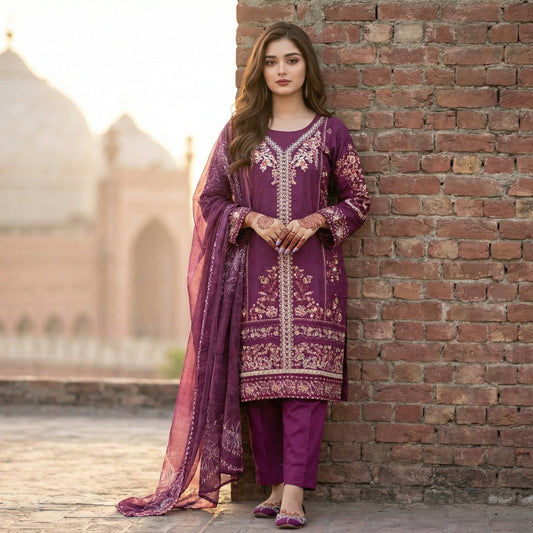 Gul-e-Aab | Embroidered 3-Piece Cotton-Lawn