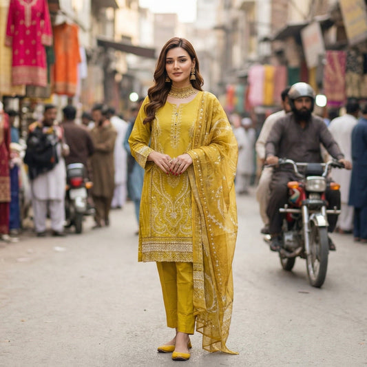Golden Hour: Embroidered 3-Piece Cotton Lawn