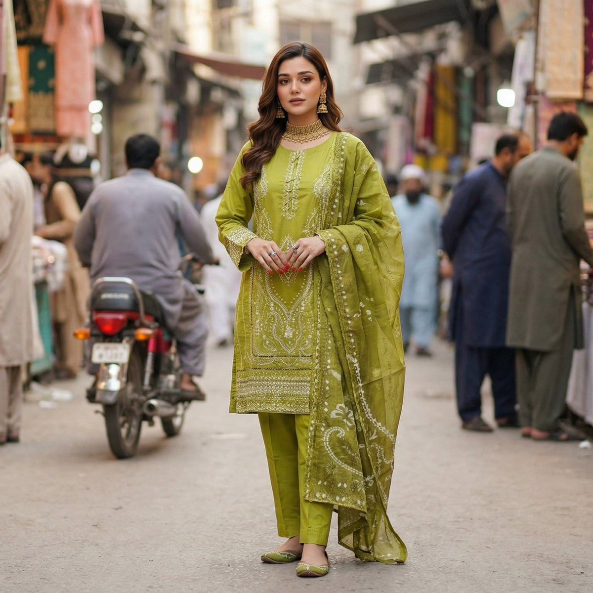 Woodland Fern: Embroidered 3-Piece Cotton Lawn