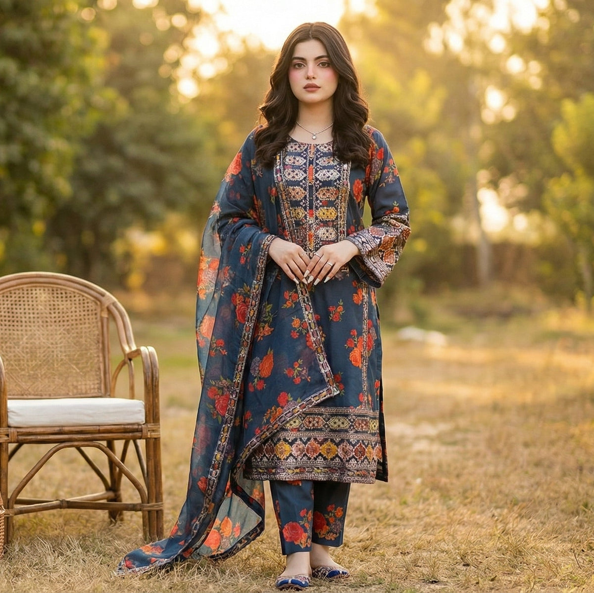 Gul-e-Rana | Embroidered 3-Piece Cotton-Lawn