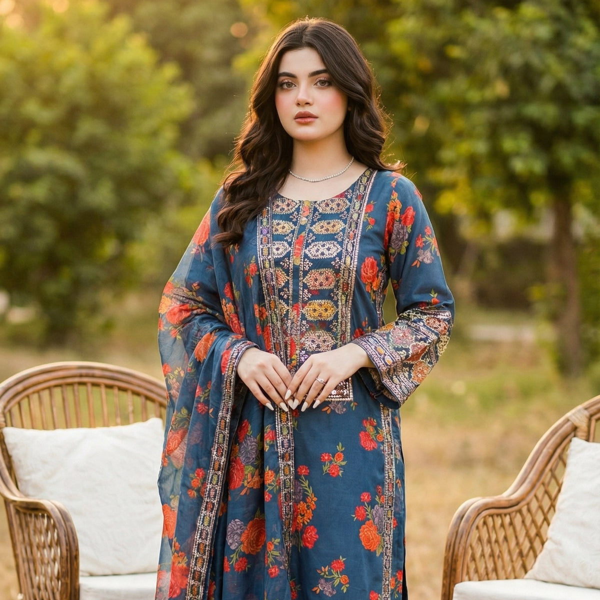 Gul-e-Rana | Embroidered 3-Piece Cotton-Lawn