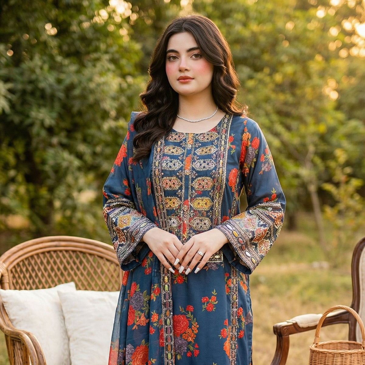 Gul-e-Rana | Embroidered 3-Piece Cotton-Lawn