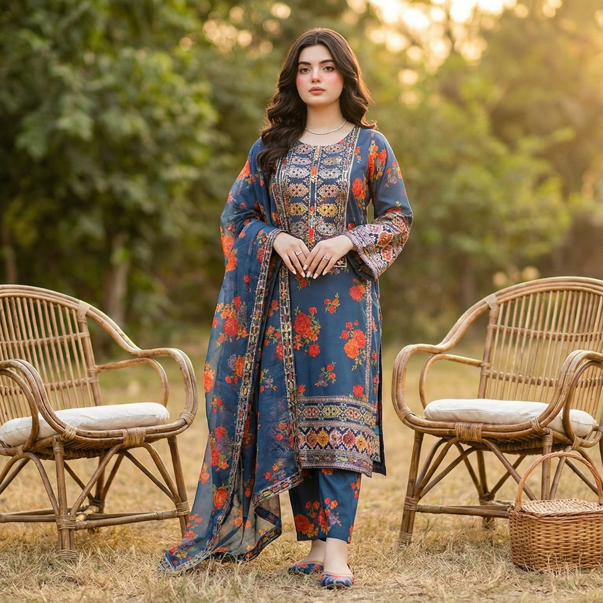 Gul-e-Rana | Embroidered 3-Piece Cotton-Lawn