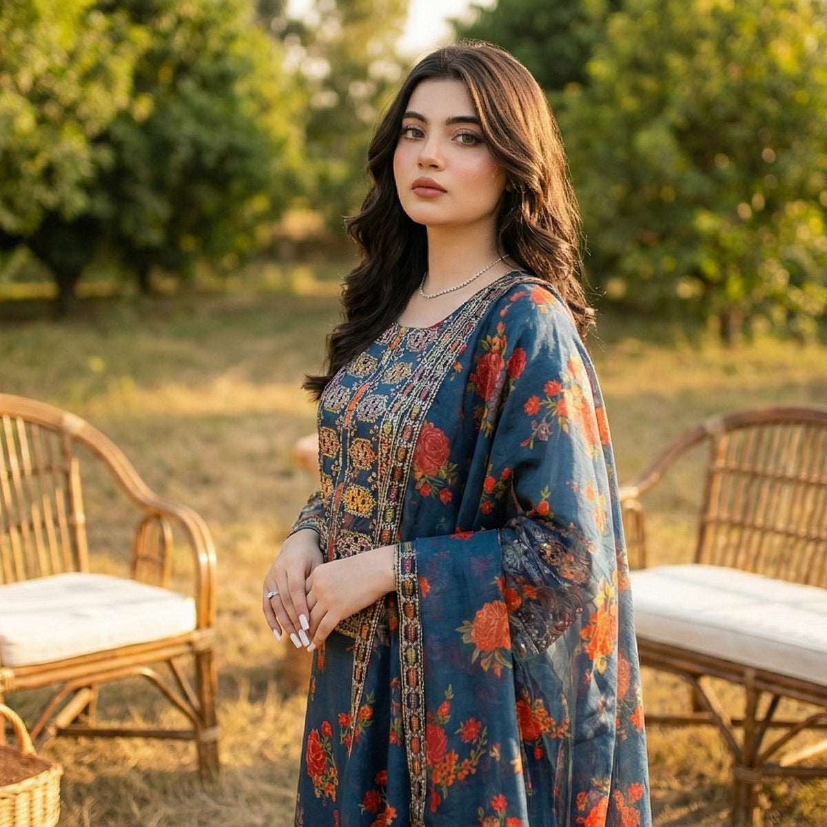 Gul-e-Rana | Embroidered 3-Piece Cotton-Lawn