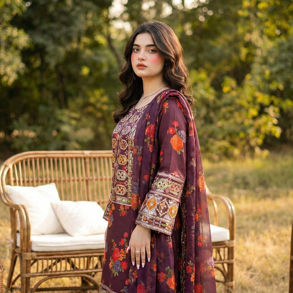 Saba-Noor | Embroidered 3-Piece Cotton-Lawn