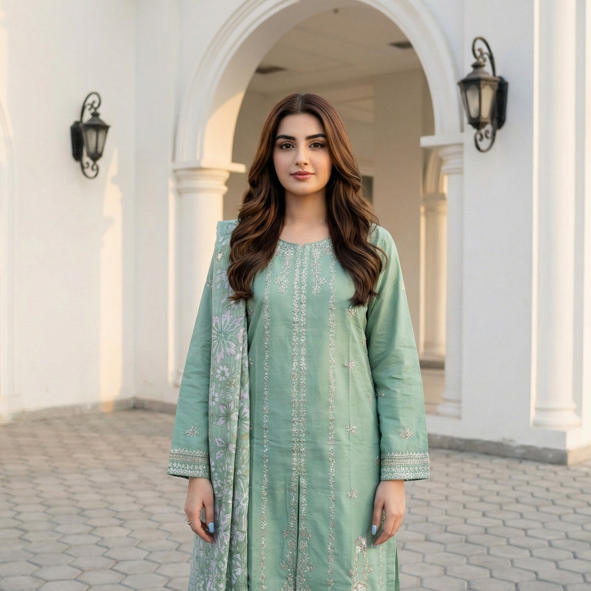 Willow Branch: Embroidered 3-Piece Cotton Lawn