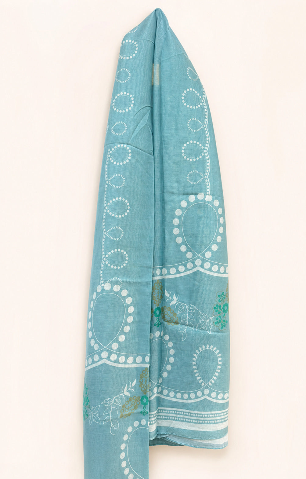 Sea Green Winter Cotton Embroidered Kurti – Stitched Casual Kameez for Women